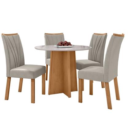 Imagem de Conjunto Sala de Jantar 4 Lugares Redonda Tampo MDF Mesa Celebrare com Cadeiras Apogeu