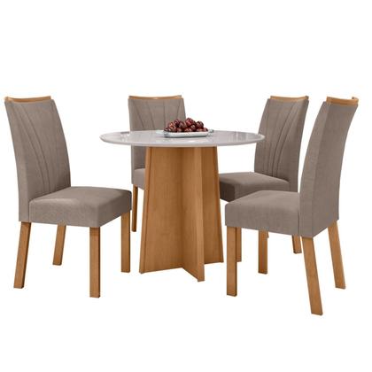 Imagem de Conjunto Sala de Jantar 4 Lugares Redonda Tampo MDF Mesa Celebrare com Cadeiras Apogeu