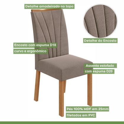 Imagem de Conjunto Sala de Jantar 4 Lugares Redonda Tampo MDF Mesa Celebrare com Cadeiras Apogeu