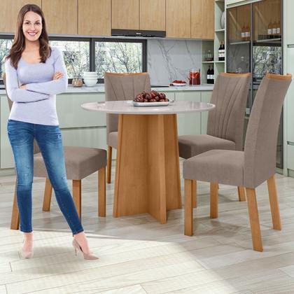 Imagem de Conjunto Sala de Jantar 4 Lugares Redonda Tampo MDF Mesa Celebrare com Cadeiras Apogeu