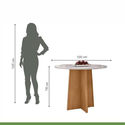 Imagem de Conjunto Sala de Jantar 4 Lugares Redonda Tampo Vidro/MDF Mesa Celebrare com Cadeiras Apogeu