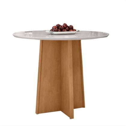 Imagem de Conjunto Sala de Jantar 4 Lugares Redonda Tampo Vidro/MDF Mesa Celebrare com Cadeiras Apogeu