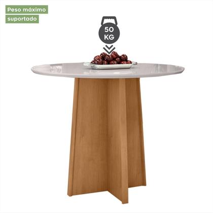 Imagem de Conjunto Sala de Jantar 4 Lugares Redonda Tampo Vidro/MDF Mesa Celebrare com Cadeiras Apogeu