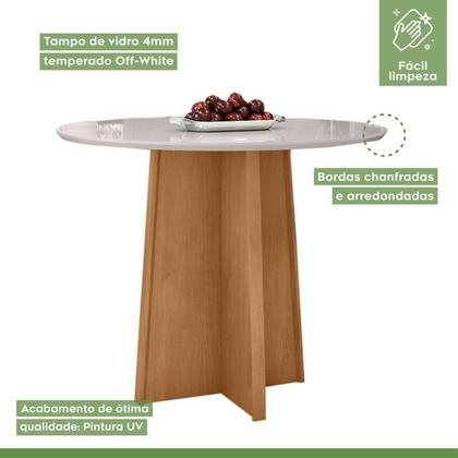 Imagem de Conjunto Sala de Jantar 4 Lugares Redonda Tampo Vidro/MDF Mesa Celebrare com Cadeiras Apogeu