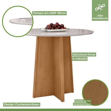 Imagem de Conjunto Sala de Jantar 4 Lugares Redonda Tampo Vidro/MDF Mesa Celebrare com Cadeiras Apogeu