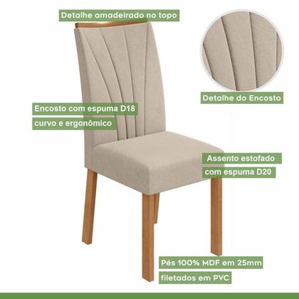 Imagem de Conjunto Sala de Jantar 4 Lugares Redonda Tampo Vidro/MDF Mesa Celebrare com Cadeiras Apogeu