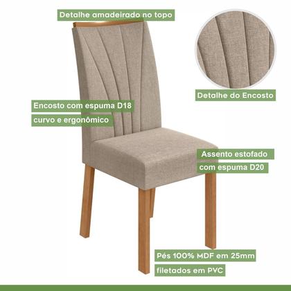 Imagem de Conjunto Sala de Jantar 4 Lugares Redonda Tampo Vidro/MDF Mesa Celebrare com Cadeiras Apogeu