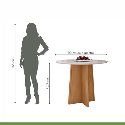 Imagem de Conjunto Sala de Jantar 4 Lugares Redonda Tampo Vidro/MDF Mesa Celebrare e Cadeiras Athenas