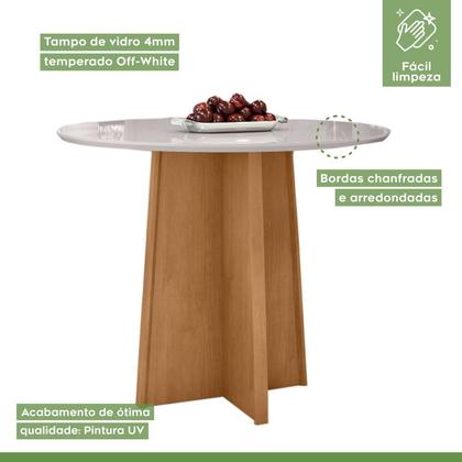 Imagem de Conjunto Sala de Jantar 4 Lugares Redonda Tampo Vidro/MDF Mesa Celebrare e Cadeiras Athenas