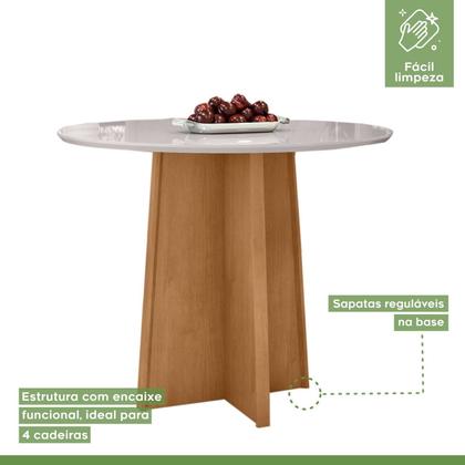 Imagem de Conjunto Sala de Jantar 4 Lugares Redonda Tampo Vidro/MDF Mesa Celebrare e Cadeiras Athenas