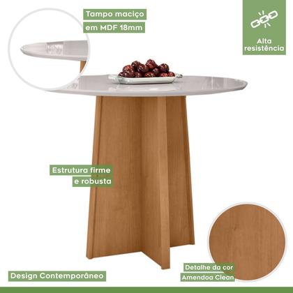 Imagem de Conjunto Sala de Jantar 4 Lugares Redonda Tampo Vidro/MDF Mesa Celebrare e Cadeiras Athenas