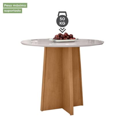 Imagem de Conjunto Sala de Jantar 4 Lugares Redonda Tampo Vidro/MDF Mesa Celebrare e Cadeiras Athenas