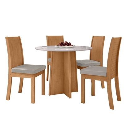 Imagem de Conjunto Sala de Jantar 4 Lugares Redonda Tampo Vidro/MDF Mesa Celebrare e Cadeiras Athenas