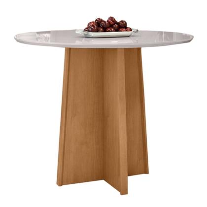 Imagem de Conjunto Sala de Jantar 4 Lugares Redonda Tampo Vidro/MDF Mesa Celebrare e Cadeiras Athenas