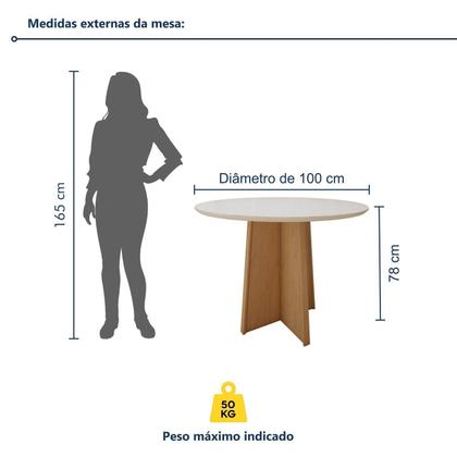 Imagem de Conjunto Sala de Jantar 4 Lugares Redondo Tampo Vidro/MDF Mesa Celebrare com Cadeiras Luar