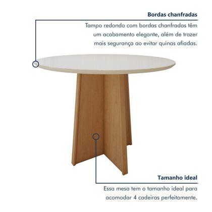 Imagem de Conjunto Sala de Jantar 4 Lugares Redondo Tampo Vidro/MDF Mesa Celebrare com Cadeiras Luar