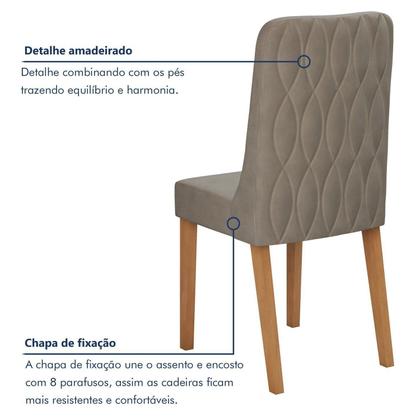 Imagem de Conjunto Sala de Jantar 4 Lugares Redondo Tampo Vidro/MDF Mesa Celebrare com Cadeiras Luar