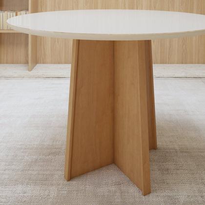 Imagem de Conjunto Sala de Jantar 4 Lugares Redondo Tampo Vidro/MDF Mesa Celebrare com Cadeiras Luar