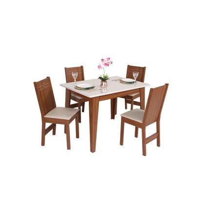 Imagem de Conjunto Sala de Jantar 4 lugares Retangular Giovana Cadeiras Elane