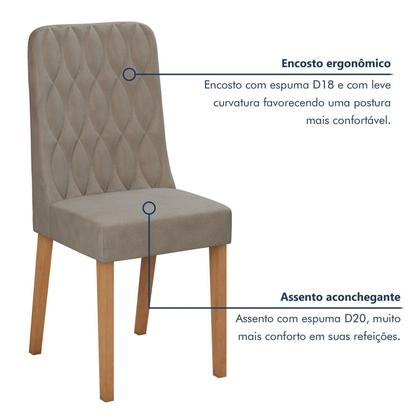 Imagem de Conjunto Sala de Jantar 4 Lugares Retangular Tampo MDF Mesa Apogeu com Cadeiras Luar