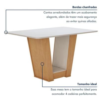 Imagem de Conjunto Sala de Jantar 4 Lugares Retangular Tampo MDF Mesa Apogeu com Cadeiras Luar