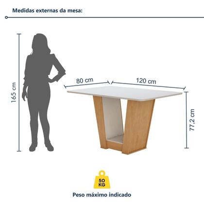 Imagem de Conjunto Sala de Jantar 4 Lugares Retangular Tampo MDF Mesa Apogeu com Cadeiras Luar