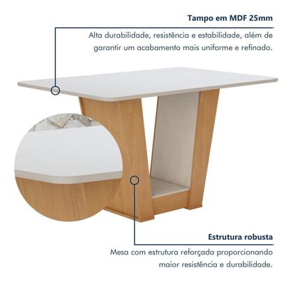 Imagem de Conjunto Sala de Jantar 4 Lugares Retangular Tampo MDF Mesa Apogeu com Cadeiras Luar