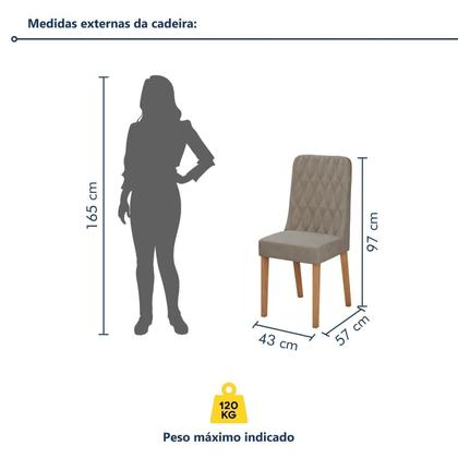 Imagem de Conjunto Sala de Jantar 4 Lugares Retangular Tampo MDF Mesa Apogeu com Cadeiras Luar