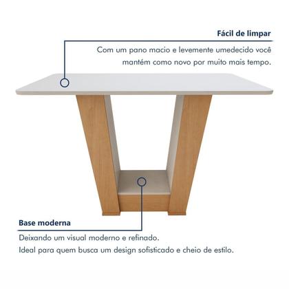 Imagem de Conjunto Sala de Jantar 4 Lugares Retangular Tampo MDF Mesa Apogeu com Cadeiras Luar