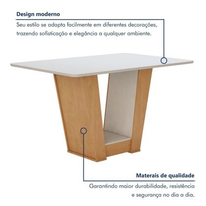 Imagem de Conjunto Sala de Jantar 4 Lugares Retangular Tampo MDF Mesa Apogeu com Cadeiras Luar