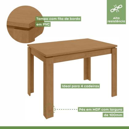Imagem de Conjunto Sala de Jantar 4 Lugares Retangular Tampo MDF Mesa Athenas com Cadeiras Apogeu