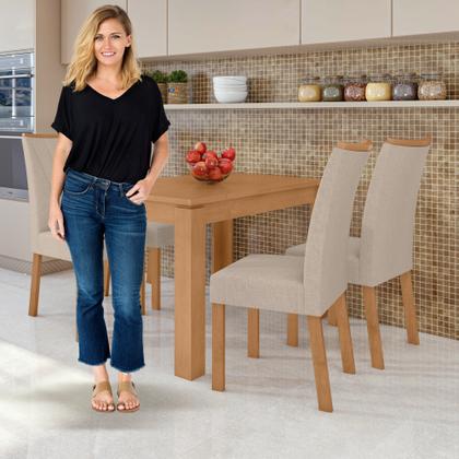 Imagem de Conjunto Sala de Jantar 4 Lugares Retangular Tampo MDF Mesa Athenas com Cadeiras Apogeu