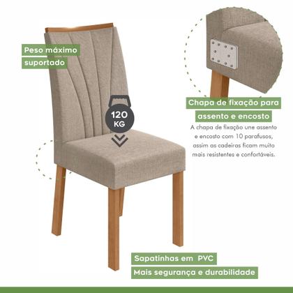 Imagem de Conjunto Sala de Jantar 4 Lugares Retangular Tampo MDF Mesa Athenas com Cadeiras Apogeu