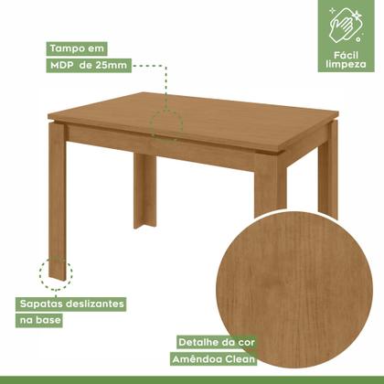 Imagem de Conjunto Sala de Jantar 4 Lugares Retangular Tampo MDF Mesa Athenas com Cadeiras Apogeu