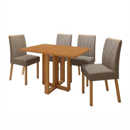 Imagem de Conjunto Sala de Jantar 4 Lugares Retangular Tampo MDF Mesa Bold com Cadeiras Pés Madeira Jade