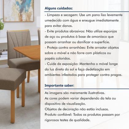 Imagem de Conjunto Sala de Jantar 4 Lugares Retangular Tampo MDF Mesa Bold com Cadeiras Pés Madeira Jade