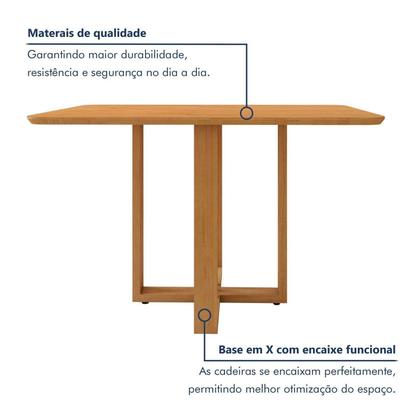 Imagem de Conjunto Sala de Jantar 4 Lugares Retangular Tampo MDF Mesa Bold com Cadeiras Pés Madeira Jade