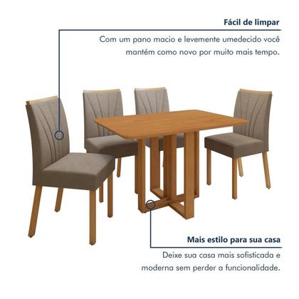 Imagem de Conjunto Sala de Jantar 4 Lugares Retangular Tampo MDF Mesa Bold com Cadeiras Pés Madeira Jade