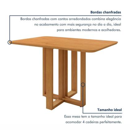 Imagem de Conjunto Sala de Jantar 4 Lugares Retangular Tampo MDF Mesa Bold com Cadeiras Pés Madeira Jade