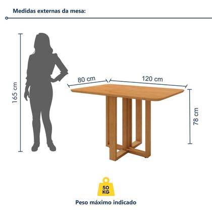 Imagem de Conjunto Sala de Jantar 4 Lugares Retangular Tampo MDF Mesa Bold e Cadeiras Pés Madeira Lunen
