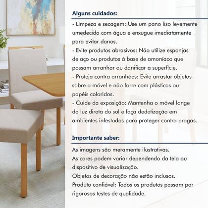 Imagem de Conjunto Sala de Jantar 4 Lugares Retangular Tampo MDF Mesa Bold e Cadeiras Pés Madeira Lunen