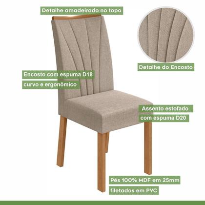 Imagem de Conjunto Sala de Jantar 4 Lugares Retangular Tampo MDF Mesa Celebrare com Cadeiras Apogeu