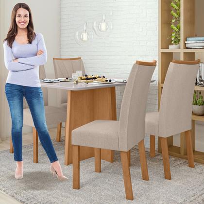 Imagem de Conjunto Sala de Jantar 4 Lugares Retangular Tampo MDF Mesa Celebrare com Cadeiras Apogeu