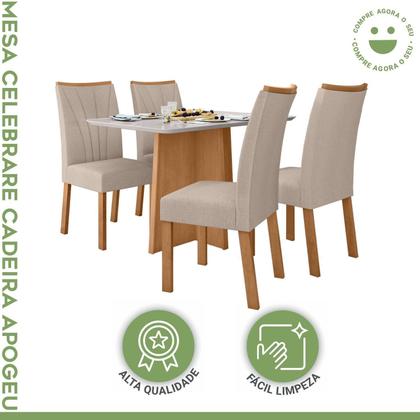 Imagem de Conjunto Sala de Jantar 4 Lugares Retangular Tampo MDF Mesa Celebrare com Cadeiras Apogeu
