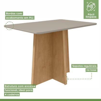 Imagem de Conjunto Sala de Jantar 4 Lugares Retangular Tampo MDF Mesa Celebrare e Cadeiras Athenas