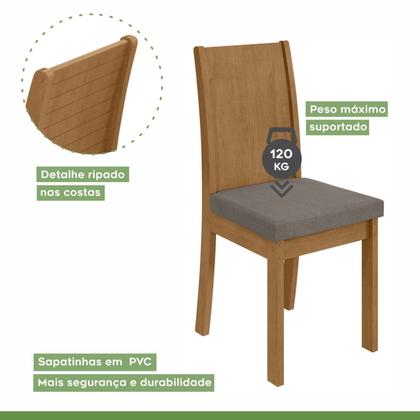 Imagem de Conjunto Sala de Jantar 4 Lugares Retangular Tampo MDF Mesa e Cadeiras Athenas