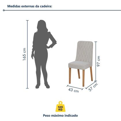 Imagem de Conjunto Sala de Jantar 4 Lugares Retangular Tampo Vidro/MDF Mesa Apogeu com Cadeiras Luar