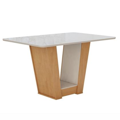 Imagem de Conjunto Sala de Jantar 4 Lugares Retangular Tampo Vidro/MDF Mesa Apogeu com Cadeiras Luar