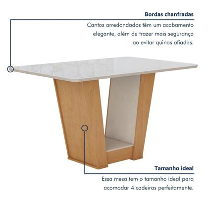 Imagem de Conjunto Sala de Jantar 4 Lugares Retangular Tampo Vidro/MDF Mesa Apogeu com Cadeiras Luar