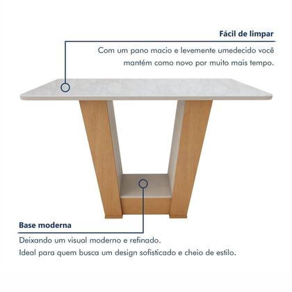 Imagem de Conjunto Sala de Jantar 4 Lugares Retangular Tampo Vidro/MDF Mesa Apogeu com Cadeiras Luar